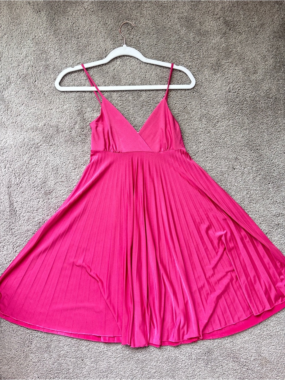XXI Pink Pleated Satin Babydoll Dress Flowy Coquette Balletcore Mini Dress S - Picture 10 of 11